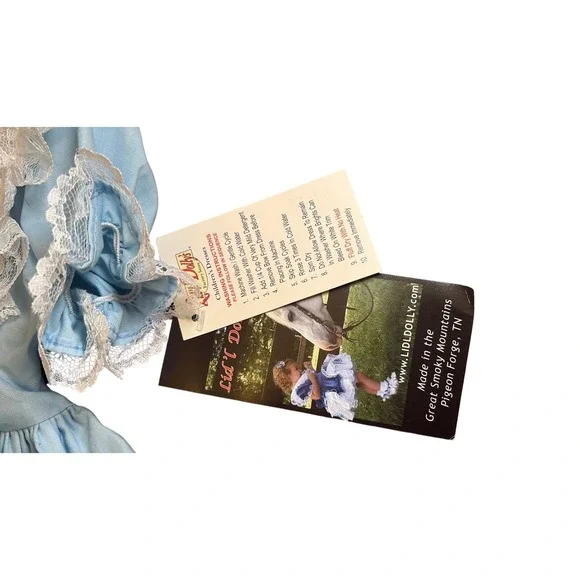 Lid'l Dolly Pageant Dress Blue White Full Circle Ruffle Lace Girls Sz 16-19 lbs - Picture 4 of 8